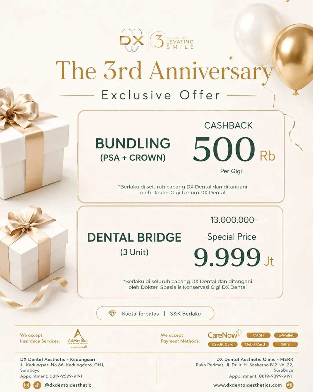DX Dental Aesthetic Promo Juli 3rd Anniversary